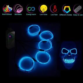 img 3 attached to Blue El Wire - Neon Rope Strip Lights 1 Pack, 5m Electroluminescent Wire for Halloween, Christmas Party, DIY Decoration - Neon Glow