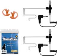 🎧 optimized for better search: maximalpower 2-pack 3.5mm listen only acoustic tube earpiece with one pair medium earmolds for two-way radios | compatible with motorola, vertex, hytera radios for surveillance, police, security logo