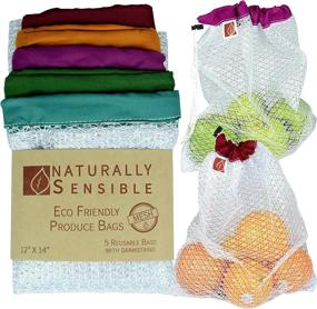 img 4 attached to 🌍 Environmentally Friendly Reusable Produce Bags: Sturdy Mesh Tote (5 Bag Set)