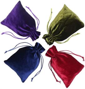 img 3 attached to 🎁 HRX Package Soft Velvet Gift Bags: Premium 5.1x7.8 inch Drawstring Pouches for Tarot, Rune Jewelry, Crystal - 4 Pack