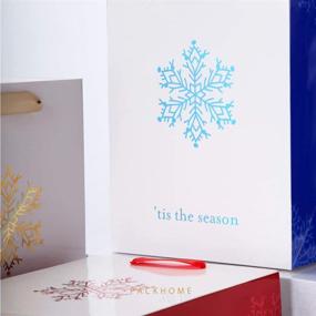 img 1 attached to 🎁 10 Рождественских подарочных сумок с ручками, 8x4.5x11 дюймов белые подарочные сумки для подарков - дизайн голубого снежинки, премиум сумки для подарков