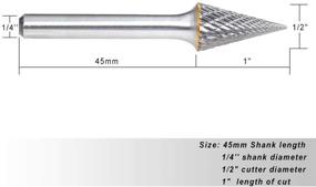 img 3 attached to YUFUTOL SM-5 Tungsten Carbide Burr Pointed Cone Shape Double Cut Rotary Burrs File - 1/2'' Cutter Dia, 1'' Cutter Length, 1/4'' Shank Dia - High Precision Grinding Tool for Metalworking