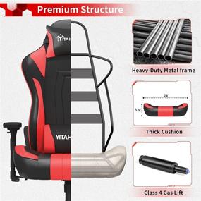 img 1 attached to 🪑 YITAHOME Red Massage Gaming Chair - Heavy Duty 350lbs Ergonomic Video Game Chair with High Back, Headrest, Lumbar Support - Office Computer Chair Racing Style