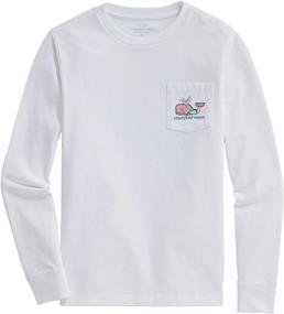 img 2 attached to Dress to Impress: Boys' Long-Sleeve 🐳 Dapper Easter Whale Pocket T-Shirt by vineyard vines