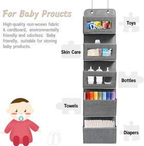 img 3 attached to 🏠 Homeily Grey Over The Door Hanging Organizer with 5 Large Pockets - Perfect Pantry, Kitchen, Bathroom, and Nursery Storage Solution