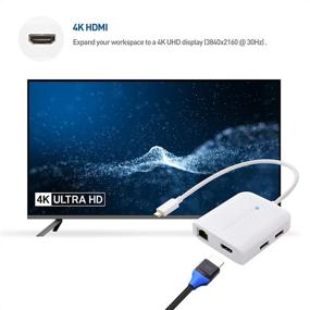 img 2 attached to 🔌 Универсальный USB-C хаб Cable Matters с HDMI 4K, поддержкой зарядки 80W, гигабитным Ethernet и 3X USB в белом цвете - подходит для Surface Pro7, MacBook Pro, Dell XPS, совместим с USB-C и Thunderbolt 4 / USB4 / Thunderbolt 3.