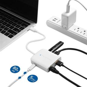 img 1 attached to 🔌 Универсальный USB-C хаб Cable Matters с HDMI 4K, поддержкой зарядки 80W, гигабитным Ethernet и 3X USB в белом цвете - подходит для Surface Pro7, MacBook Pro, Dell XPS, совместим с USB-C и Thunderbolt 4 / USB4 / Thunderbolt 3.