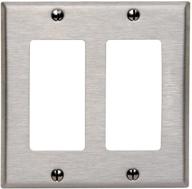 🔳 leviton 84409-40 2-gang decora/gfci device wallplate, device mount - stainless steel finish logo