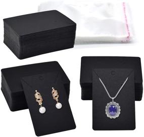 img 4 attached to 💎 100Pcs Black Earring Display Card Set with Self-Seal Bags – Ideal for Jewelry Packaging
