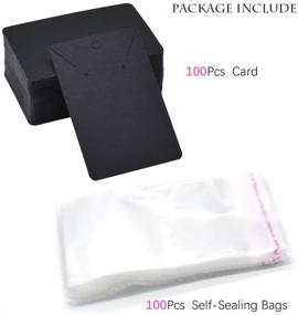 img 2 attached to 💎 100 шт. Черный набор карт для хранения сережек с самозаклеивающимися пакетами - идеально подходит для упаковки украшений