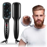 🧔 men's beard straightener brush, rueoo ionic heated beard brush with adjustable 12 temperature settings, rapid heating and anti-scald feature, portable beard comb for home & travel logo