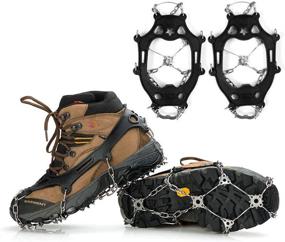 img 4 attached to GIORDON Ice Snow Traction Cleats Crampon with 19 Spikes: Reliable Stainless Steel Snow Grips for Hiking, Fishing, Walking, and Mountaineering