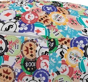 img 2 attached to Lunarable Poker Ottoman Pouf, Colorful Gambling Chips with Various Designs Cartoon Style Casino Themed Illustration, 🎰 Decorative Soft Foot Rest with Removable Cover for Living Room and Bedroom, Aqua Beige - Enhanced SEO
