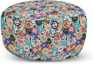 lunarable poker ottoman pouf, colorful gambling chips with various designs cartoon style casino themed illustration, 🎰 decorative soft foot rest with removable cover for living room and bedroom, aqua beige - enhanced seo logo