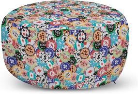 img 4 attached to Lunarable Poker Ottoman Pouf, Colorful Gambling Chips with Various Designs Cartoon Style Casino Themed Illustration, 🎰 Decorative Soft Foot Rest with Removable Cover for Living Room and Bedroom, Aqua Beige - Enhanced SEO