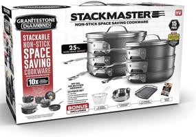 img 4 attached to 🍳 GRANITESTONE Stackmaster 15-Piece Nonstick Cookware Set, Scratch-Resistant Pots and Pans, Induction-Compatible, Granite-Coated Aluminum, Dishwasher-Safe, PFOA-Free - As Seen On TV