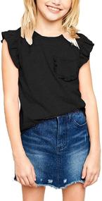 img 2 attached to 👚 Girls' Clothing: Flutter Sleeve Ruffle Pocket Blouse in the Tops, Tees & Blouses Category