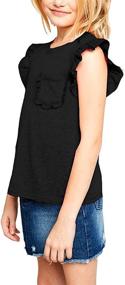 img 1 attached to 👚 Girls' Clothing: Flutter Sleeve Ruffle Pocket Blouse in the Tops, Tees & Blouses Category