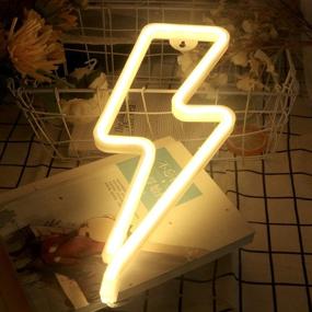 img 1 attached to ⚡️ Lightning Bolt Neon Signs: Vibrant LED Wall Decor for Bedroom & Living Room, USB/Battery Powered - Perfect for Christmas Parties, Kids, and Girls - Warm White Glow