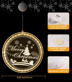 img 1 attached to 🎄 Large Battery Operated Christmas Window Lights Decorations - LED Christmas Light for Windows, Outdoor & Indoor Hanging 3D Lights for Wall, Pathway, Patio, Bedroom Décor - Warm White Merry Christmas