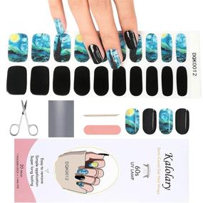 img 4 attached to 🌟 Kalolary Van Gogh's Starry Night Semi Cured Gel Nail Stickers: Bright, Waterproof, Full Wrap Polish Strips for Christmas Gift!