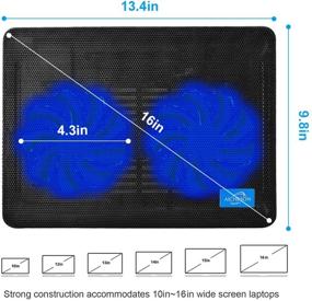 img 3 attached to AICHESON Охлаждающая подставка для ноутбука 2 с вентиляторами 1000 об/мин: Переносной компьютерный охладитель с синими светодиодами - S007