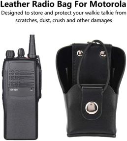 img 2 attached to 📻 Leather Radio Bag Case Cover for Motorola GP328plus/GP338plug/GP344/GP388 Walkie Talkie Radio - Bewinner Leather Case with Lanyard Pouch, Back Clip & PU Leather Carrying Case for Walkie Talkie