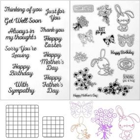 img 4 attached to 🦋 Father's Day Clear Stamps with Craft Words: Butterfly & Rabbit Design for DIY Card Making and Scrapbooking