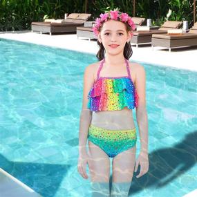 img 1 attached to 🧜 Swim like a Mermaid with Mermaid Tails for Girls - Princess Bikini Set, Bathing Suit, Swimmable Costume (No Monofin Included)