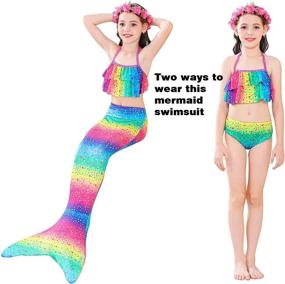 img 3 attached to 🧜 Swim like a Mermaid with Mermaid Tails for Girls - Princess Bikini Set, Bathing Suit, Swimmable Costume (No Monofin Included)