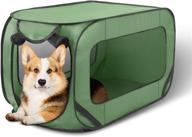 🐾 portable large dog bed - love's cabin 36in: pop up kennel for dogs, indoor/outdoor crate, portable car seat kennel, cat bed collection - grey/green/red логотип