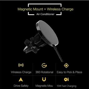 img 1 attached to 🔌 Wireless Car Charger for iPhone 12/12 Mini/12 Pro/12 Pro Max - 15W Magnetic Auto-Alignment Air Vent Mount with MagSafe - Fast Charging Stand & Holder Compatible with MagSafe Cases