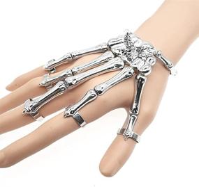 img 3 attached to Punk Halloween Wristband with Exaggerated Metal Eagle Skull Finger Bone Bracelet: 🦴 Fashionable Skeleton Hand Bracelets, Horror Goth Ghost Claw Jewelry Ornaments for Women and Girls