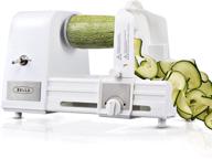 🌱 bella 4-in-1 automatic electric spiralizer & slicer, fast prep for healthy veggie or fruit spaghetti, noodles or ribbons, simple cleaning, recipe book included, white logo