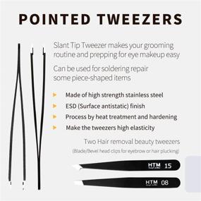 img 1 attached to 🔧 13-Piece Anti-Static Stainless Steel ESD Tweezers Set for Precision Craft, Jewelry, Electronics Repair, Soldering, Laboratory Work, and Beauty - Includes Sharp Precision Tips