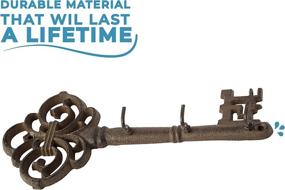 img 2 attached to Vintage Cast Iron Key Holder with 3 Hooks - Decorative Wall Mounted Hanger - Rustic Design - 10.8 x 4.7 - Includes Screws and Anchors by Comfify