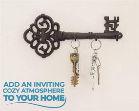 img 3 attached to Vintage Cast Iron Key Holder with 3 Hooks - Decorative Wall Mounted Hanger - Rustic Design - 10.8 x 4.7 - Includes Screws and Anchors by Comfify