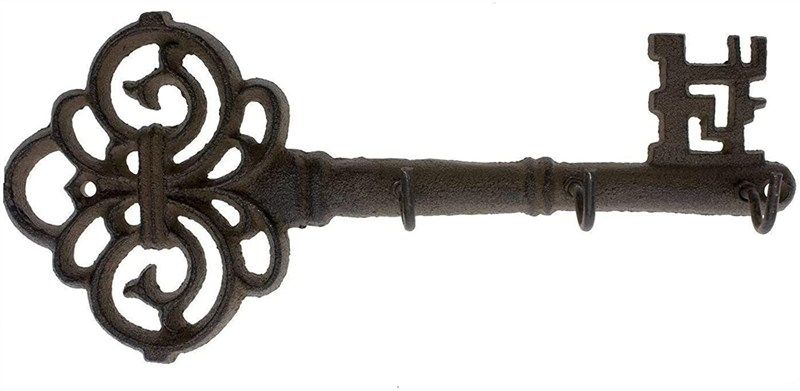 Vintage Cast Iron Key Holder with 3 Hooks - Decorative…