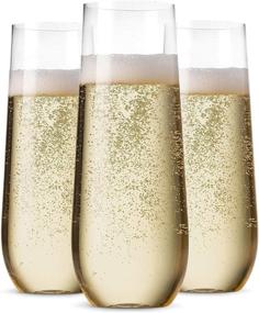 img 4 attached to 🥂 Convenient and Eco-Friendly: 36 Pack Stemless Plastic Champagne Flutes - Disposable, Shatterproof, and Recyclable 9 Oz Clear Plastic Toasting Glasses - BPA-Free