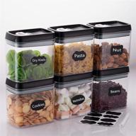 bpa-free airtight food storage container set - 6 sets of same size for kitchen & pantry organization - labels & marker included - maintains freshness логотип