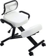 🪑 enhanced ergonomic kneeling chair with plush leather cushions, pneumatic height adjustability, back support, side handles, alleviates back pain, ideal for home office, stork [updated august 2021] logo