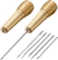 canvas leather sewing awl - 6 piece set | hand stitching needle awl with 2 copper handles | ideal tools for handmade leather sewing, shoe repair, and leather repair logo