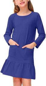 img 4 attached to Charming BesserBay Pleated Casual Ruffle 👗 Uniform Girls' Clothing: Delightful and Fashionable Picks!