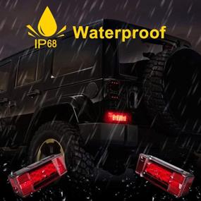 img 3 attached to 🚦 LIMICAR Waterproof 12V LED Rectangular Trailer Lights Kit – Stop Brake Turn Running Marker Lights with License Plate Bracket & Wiring Harness for Trucks, Marine, RV – Red & White
