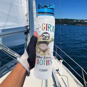 img 3 attached to 64oz 1L Motivational Sloth Water Bottle with Time Marker - Just A Girl Who Loves Sloths HHA0307018