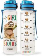 64oz 1l motivational sloth water bottle with time marker - just a girl who loves sloths hha0307018 logo