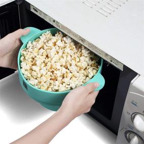 img 1 attached to 🍿 Silicone Microwave Popcorn Maker by MUGOOLER - Collapsible Bowl with Lid, BPA Free, Dishwasher Safe (Light Blue)