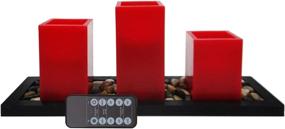 img 4 attached to 🕯️ J.E.Penny LED Candles D3 XH 4"/5"/6" Set of 3 Real Wax Battery Flameless Red Square Candles – Remote Control, Timer, and Decorative Tray