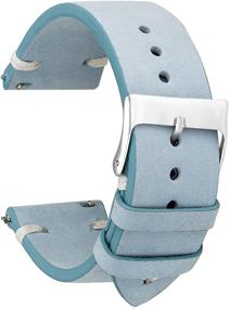 img 4 attached to 🔵 Blue White Genuine Leather Watchband - Onthelevel