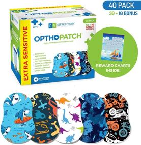 img 3 attached to 👁️ OPTHOPATCH Kids Eye Patches - Fun Boys Design - Latex Free Hypoallergenic Cotton Bandages for Amblyopia & Cross Eye - Bonus 10 patches - Extra Sensitive Adhesive - 3 Reward Chart Posters